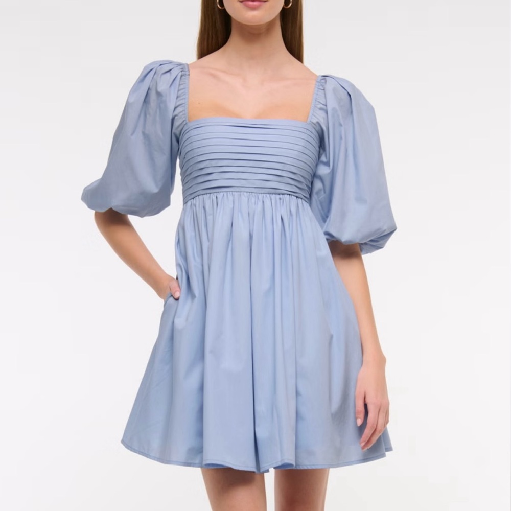Abercrombie & Fitch Emerson Poplin Puff Sleeve Mini Dress
